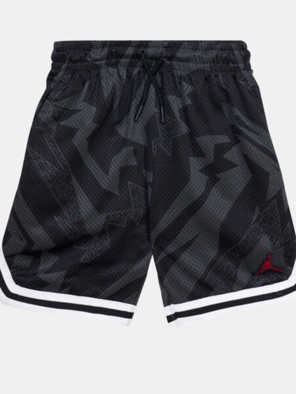 Jordan Essential Printed Black Drifit Mesh Shorts with Red Jumpman Youth Medium